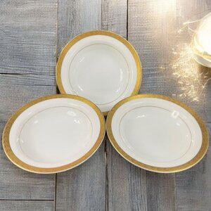Sango China Porcelain Deep Dish‎ Bowl Set 3 With Golden Edges Dishes Royalty VTG
